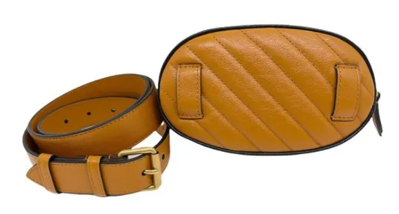 Gucci GG Marmont Matelasse Leather Belt Bag in Cognac