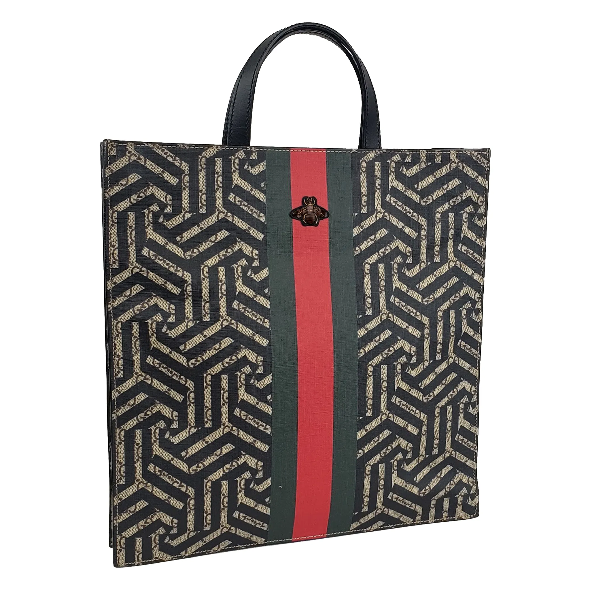 Gucci GG Supreme Caleido Web Tote with Bee Accent