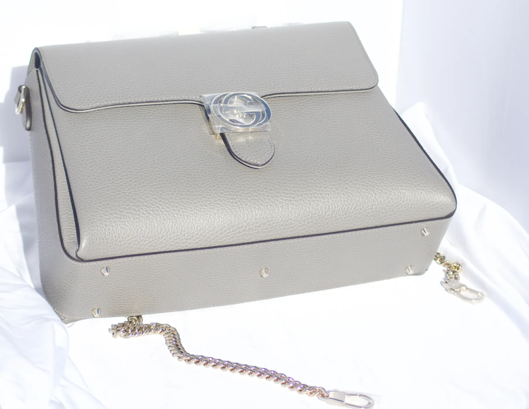 Gucci Large Top Handle Interlocking GG Crossbody in Gray