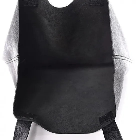 Gucci Logo Print Leather Tote Bag in Black