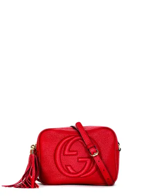 Gucci Red Pebbled Calfskin Leather Soho Disco Crossbody Bag