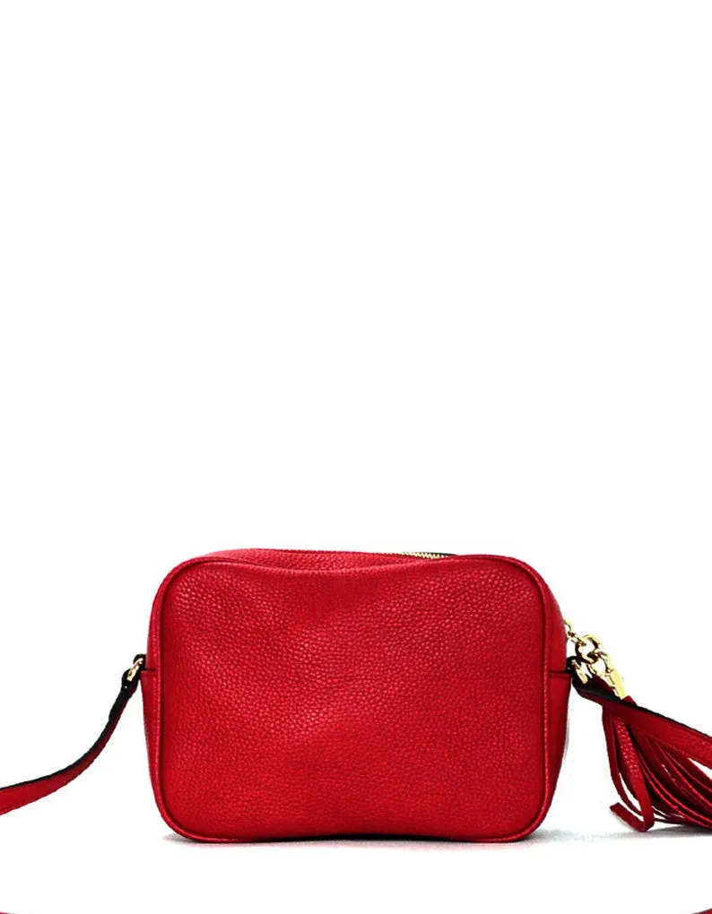 Gucci Red Pebbled Calfskin Leather Soho Disco Crossbody Bag