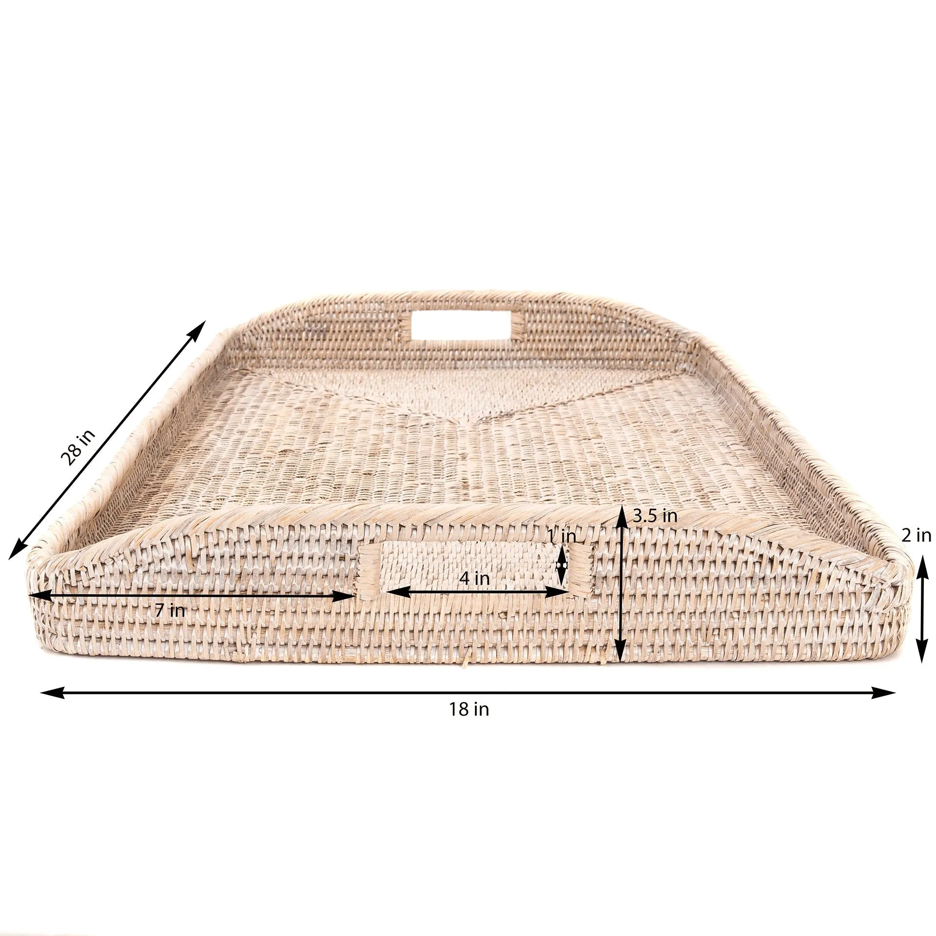 Haddie Rattan Tray with Handles