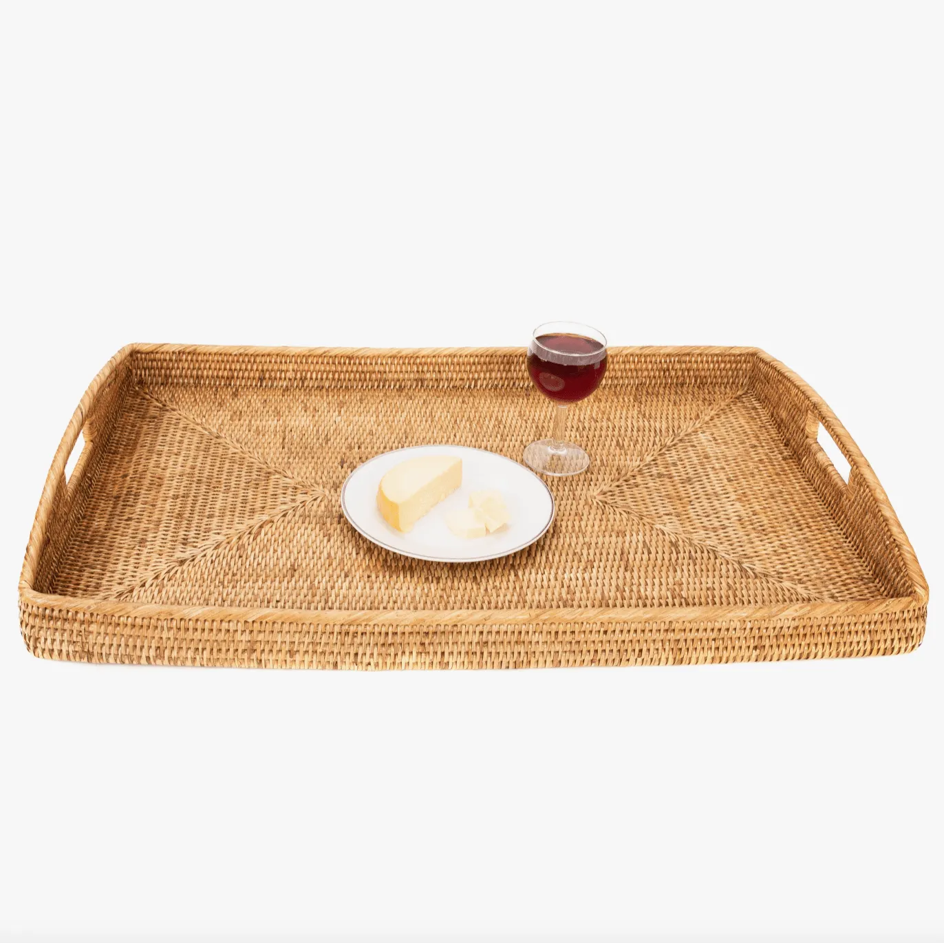 Haddie Rattan Tray with Handles