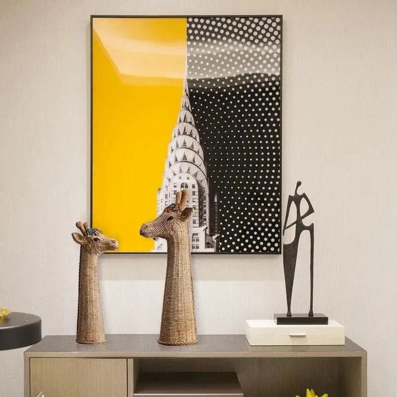 Hand Crafted Rattan Giraffe Head Sculpture