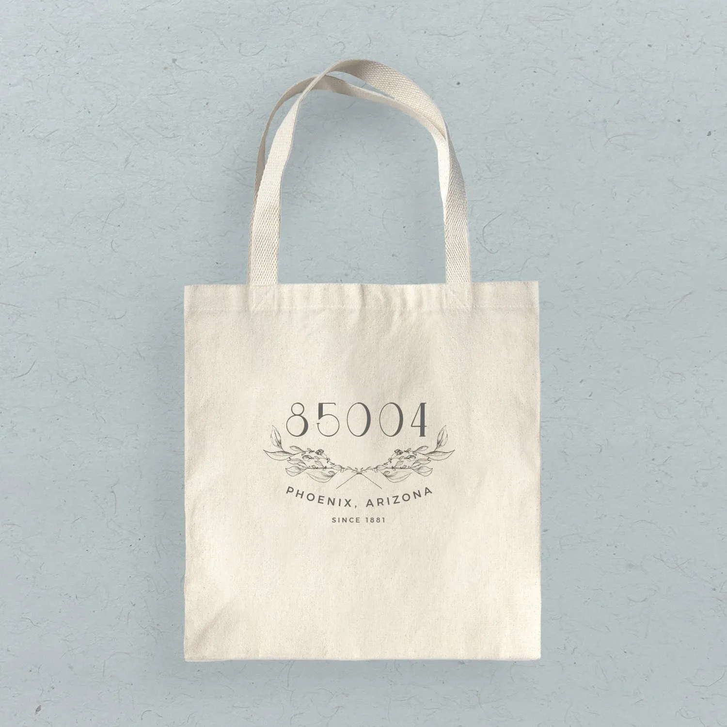 Hand Drawn Branches City State Zip Estd - Canvas Tote Bag