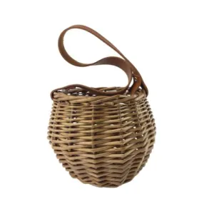 Handwoven Rattan - Round Basket with Handle