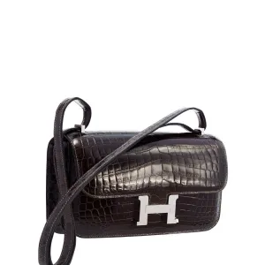 Hermes Graphite Niloticus Crocodile Constance Elan Bag Palladium Hardware