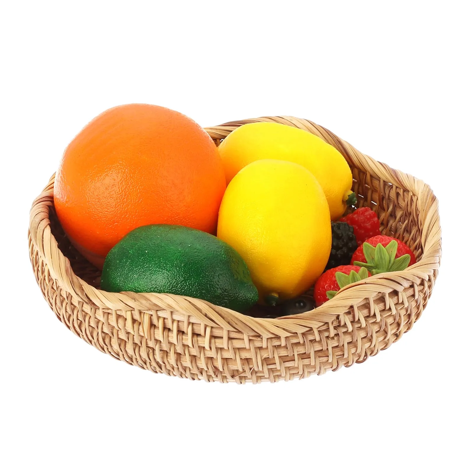 Hipiwe Round Key Basket Bowl for Entryway 7.3" Natural Rattan Fruit Bowl Woven Wicker Basket Serving Tray Rattan Organizer Basket Decorative Baskets for Kitchen Counter Bedside Living Room