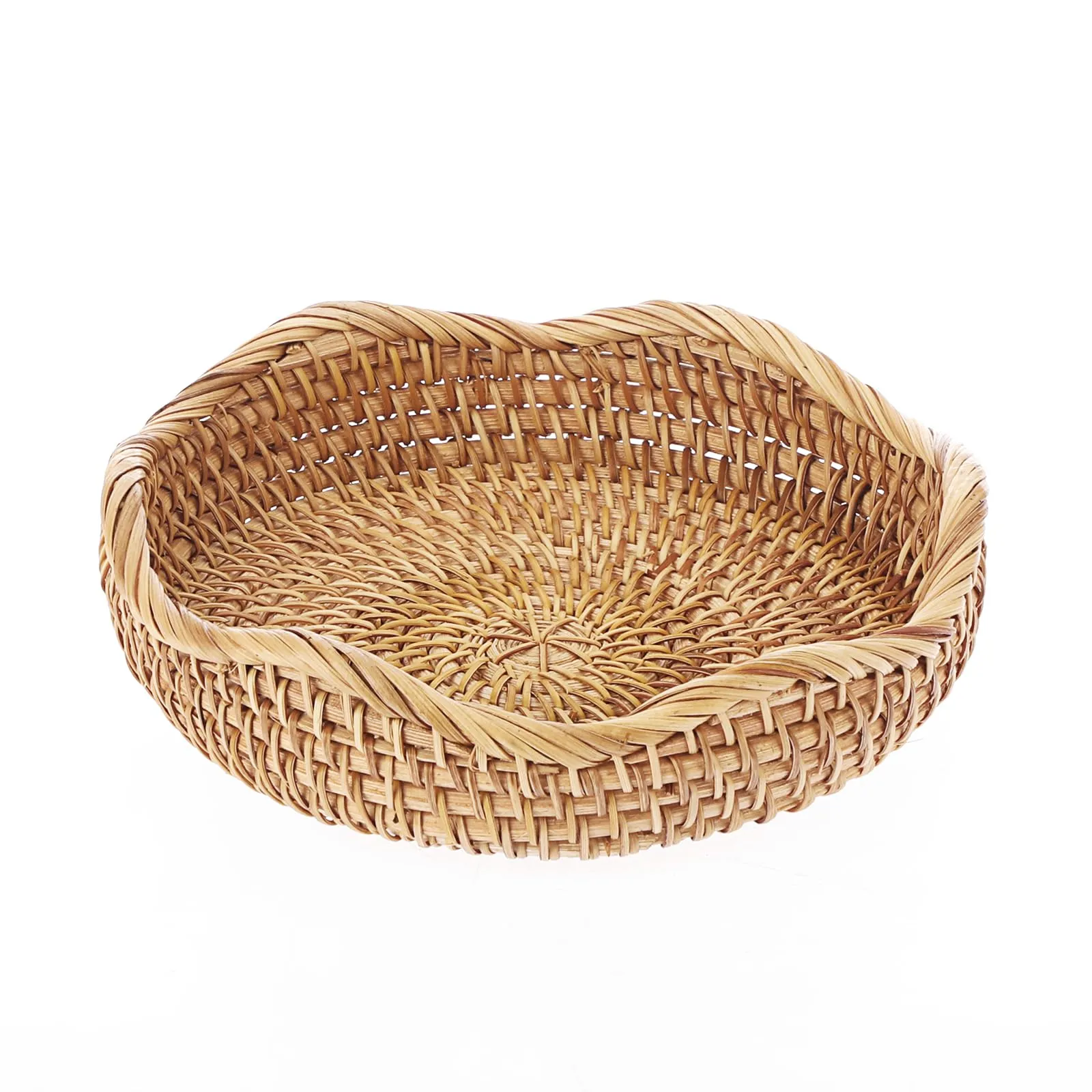 Hipiwe Round Key Basket Bowl for Entryway 7.3" Natural Rattan Fruit Bowl Woven Wicker Basket Serving Tray Rattan Organizer Basket Decorative Baskets for Kitchen Counter Bedside Living Room
