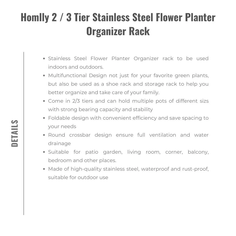 Homlly 2 / 3 Tier Stainless Steel Flower Planter Organizer Rack