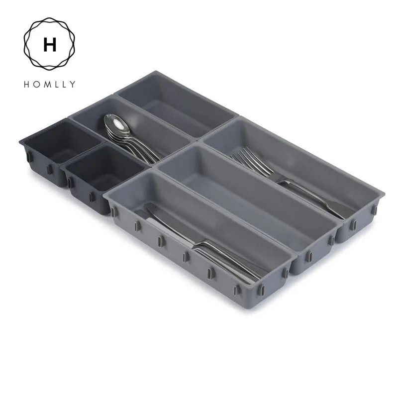 Homlly 7 Pieces Drawer Organizer Set (Grey)