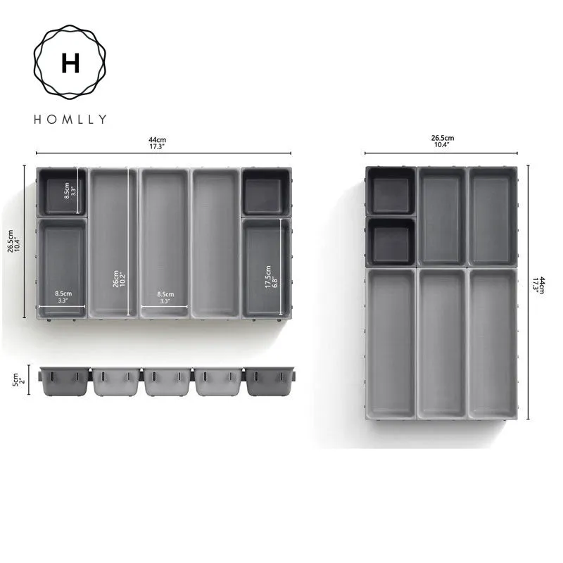 Homlly 7 Pieces Drawer Organizer Set (Grey)