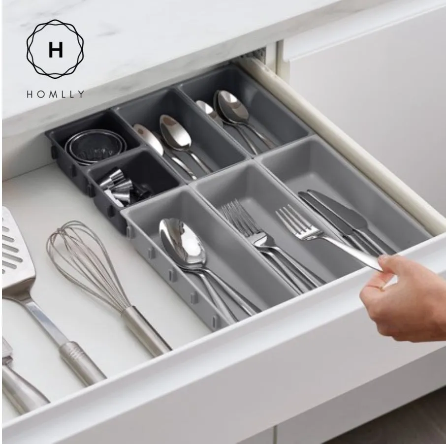 Homlly 7 Pieces Drawer Organizer Set (Grey)