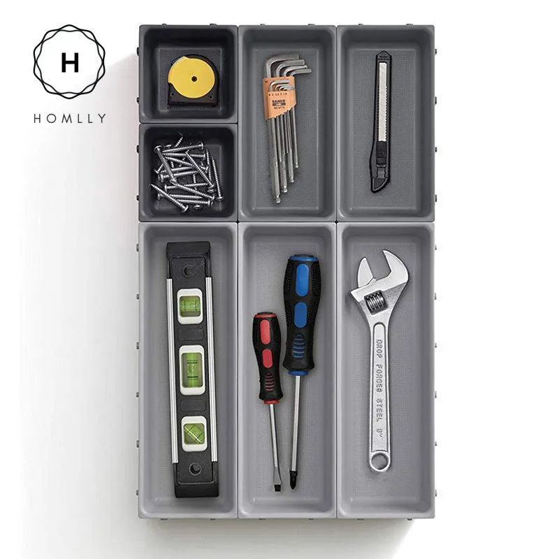Homlly 7 Pieces Drawer Organizer Set (Grey)