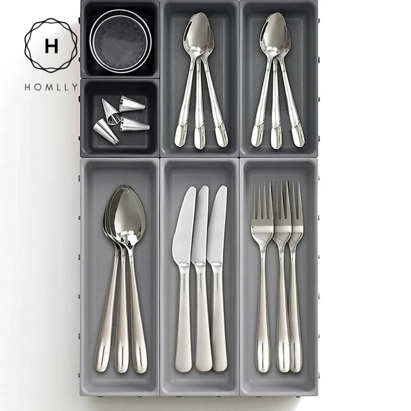 Homlly 7 Pieces Drawer Organizer Set (Grey)