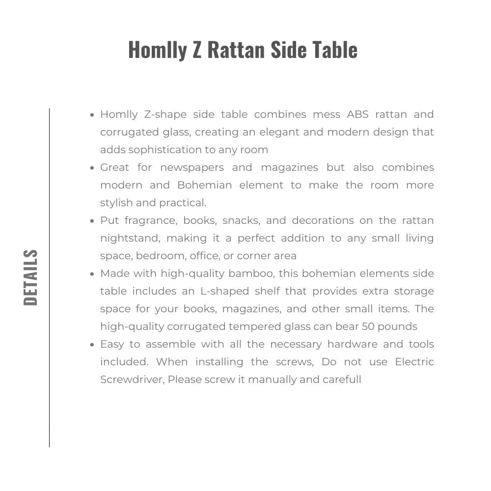Homlly Z Rattan Side Table