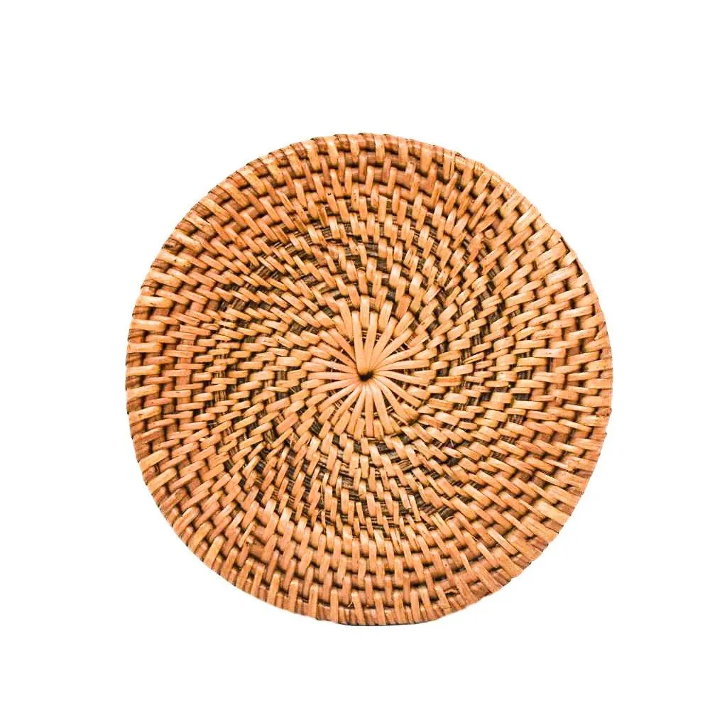 HONEY RATTAN COASTER SET (Set of 6) by POPPY   SAGE