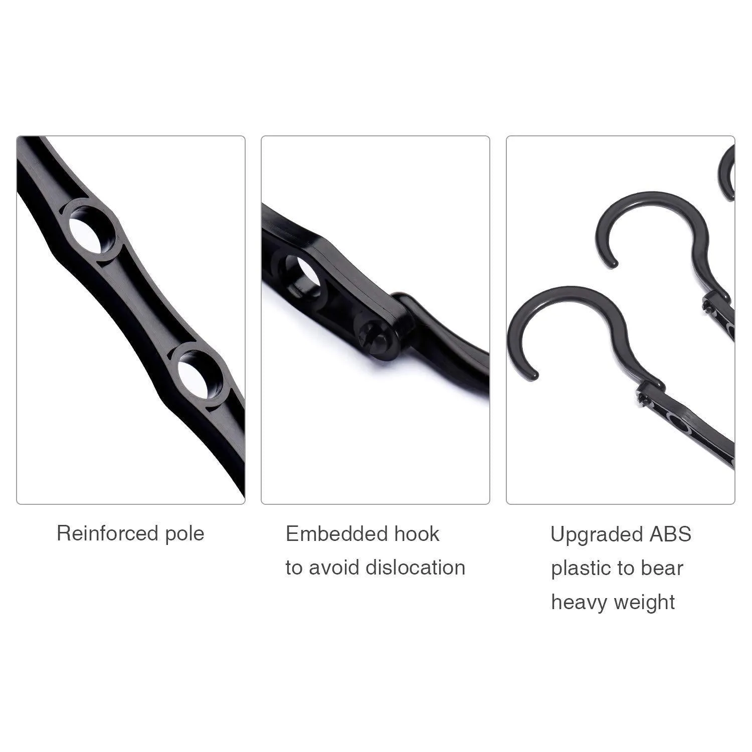 HOUSE DAY Black Magic Hangers Space Saving Clothes Hangers Organizer Smart Closet Space Saver Pack of 10 with Sturdy Plastic for Heavy Clothes