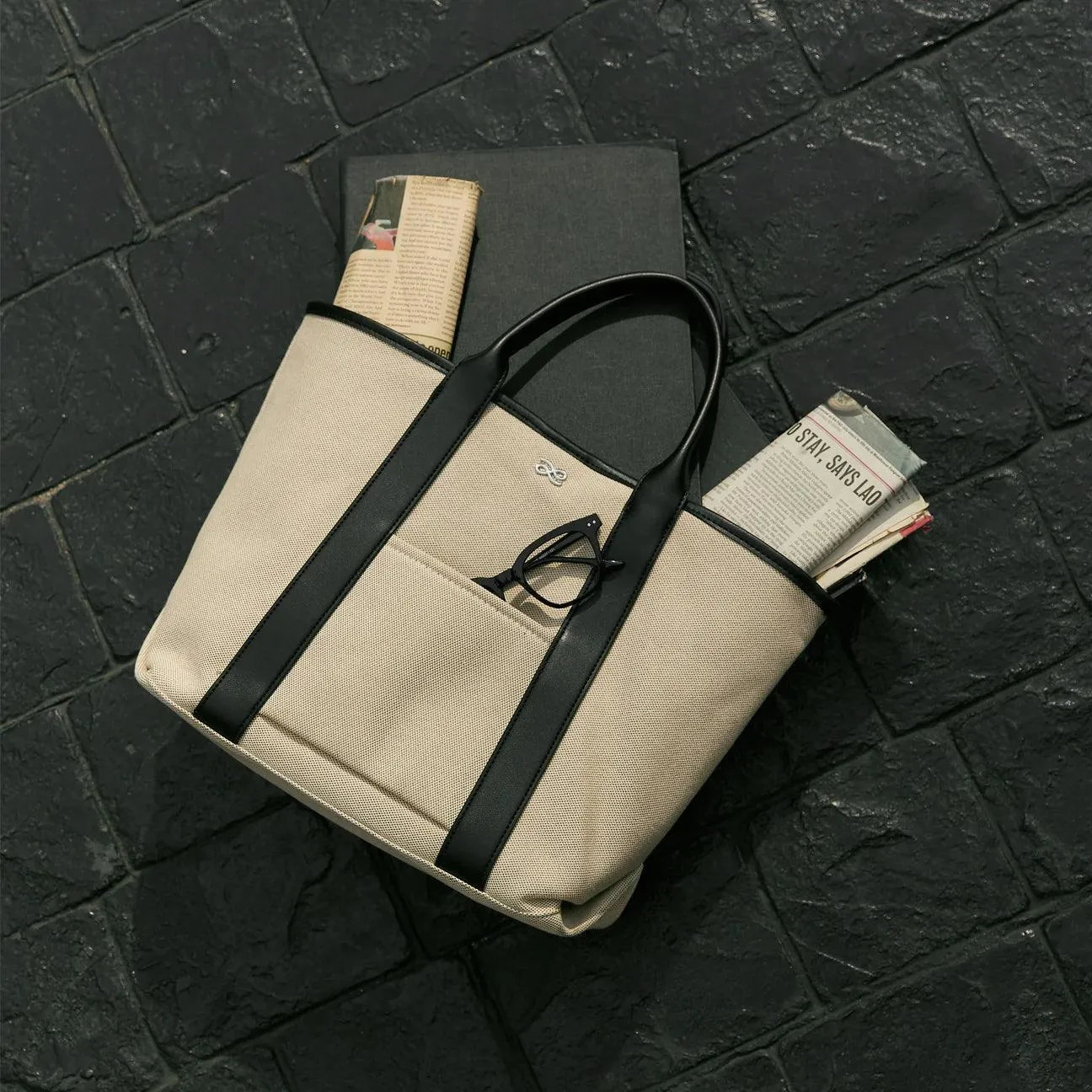 House of Little Bunny Shopping Tote Bag in Beige