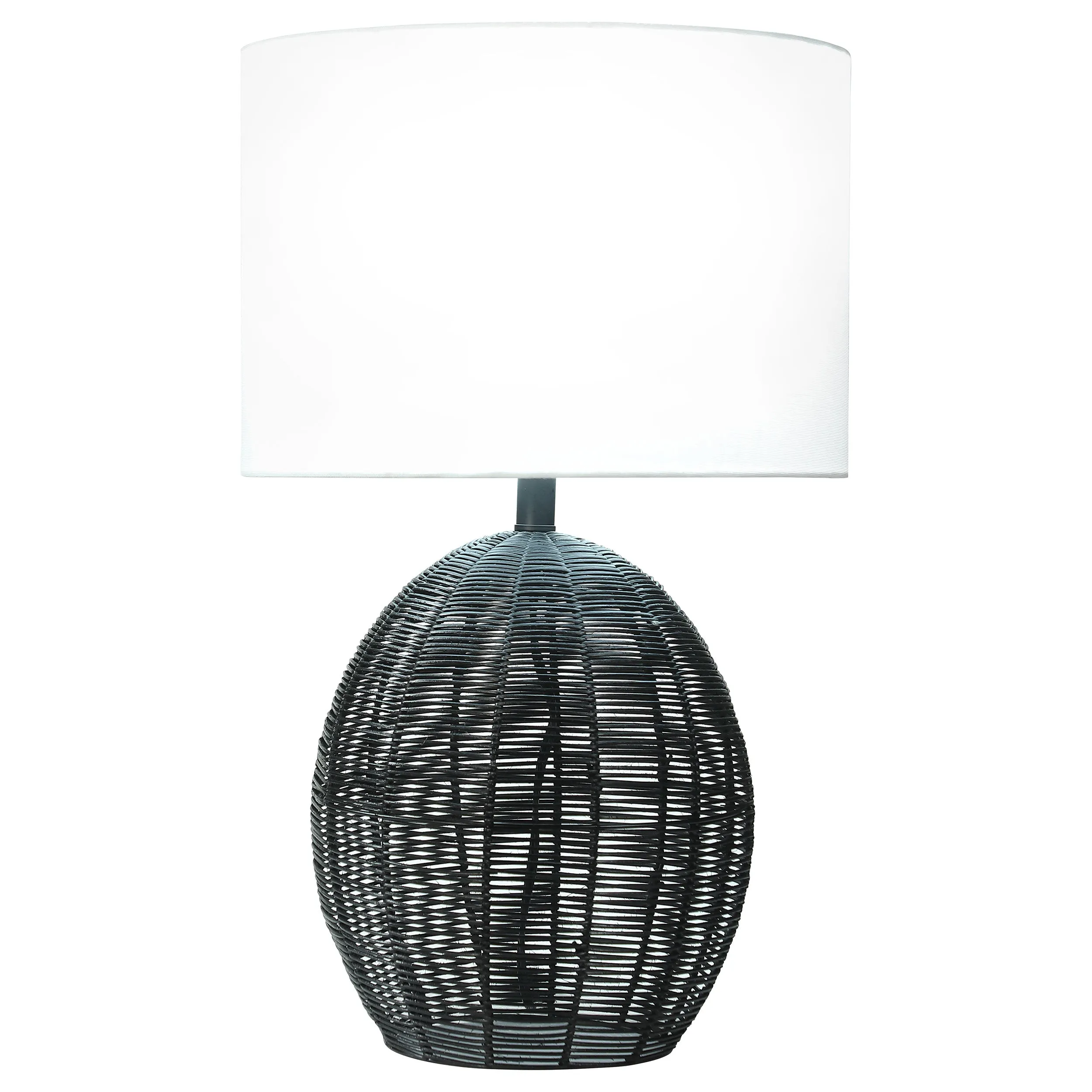 Indio Drum Shade Handwoven Rattan Table Lamp Black