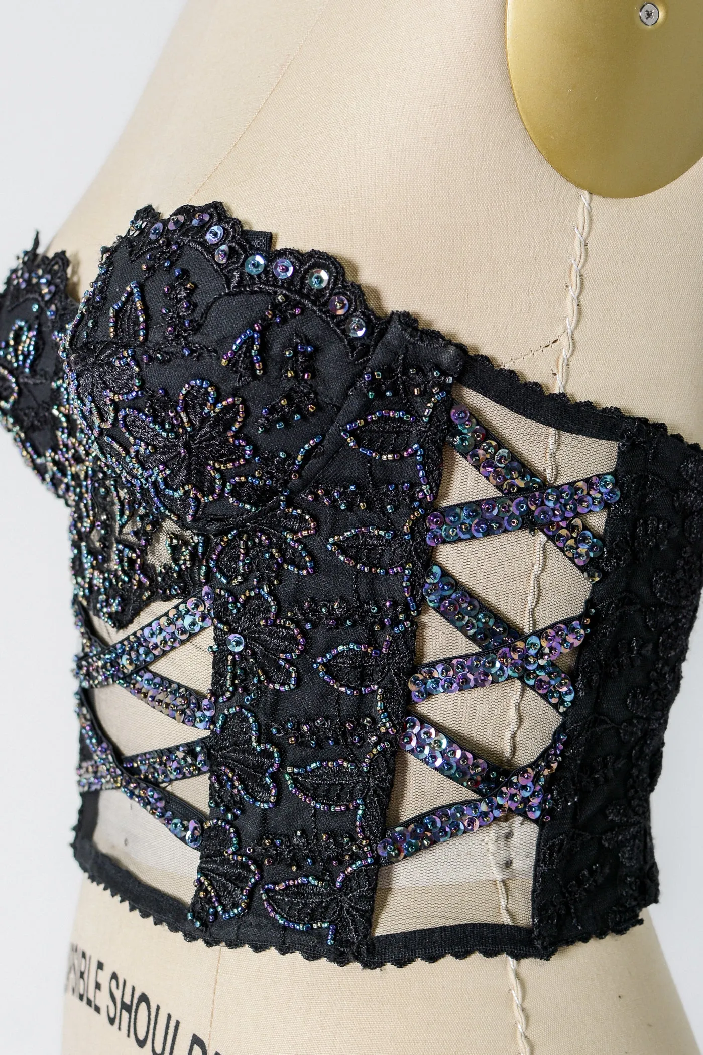 Irridescent Bedazzled Sheer Bustier