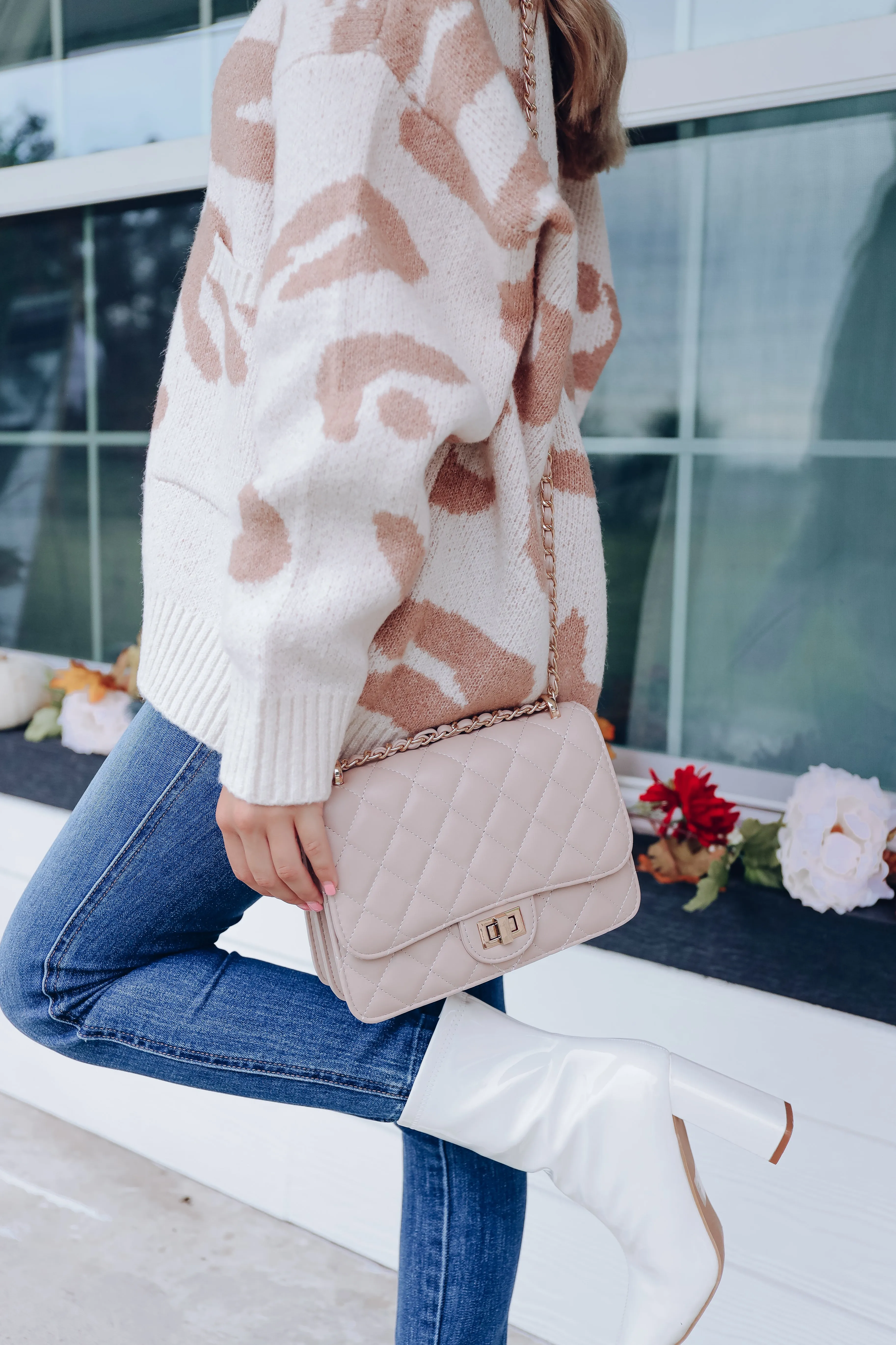 It's Perfect Quilted Crossbody Purse - Nude