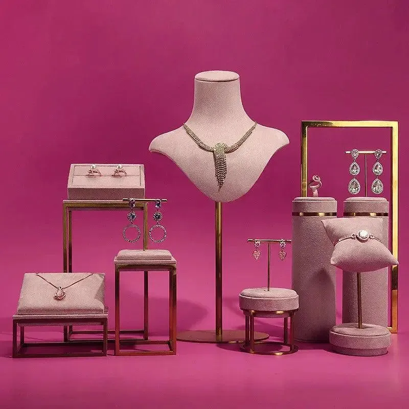 Jewelry Shop Display - Pink Necklace Holder & Earring Organizer