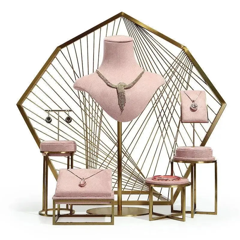 Jewelry Shop Display - Pink Necklace Holder & Earring Organizer