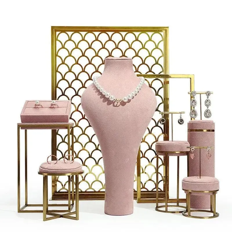 Jewelry Shop Display - Pink Necklace Holder & Earring Organizer