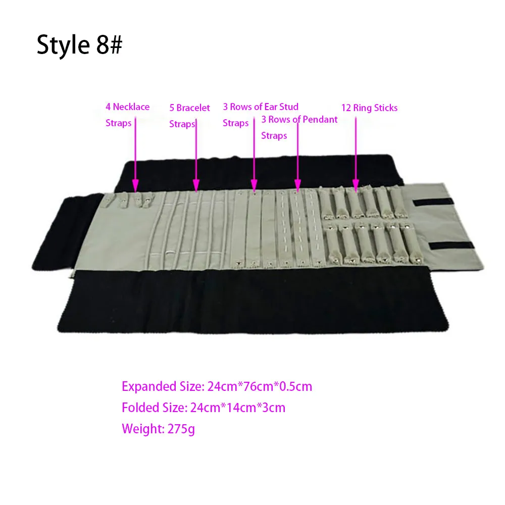 Jewelry Travel Rolls Accessories Organizer Storage Jewelry Display Multipurpose
