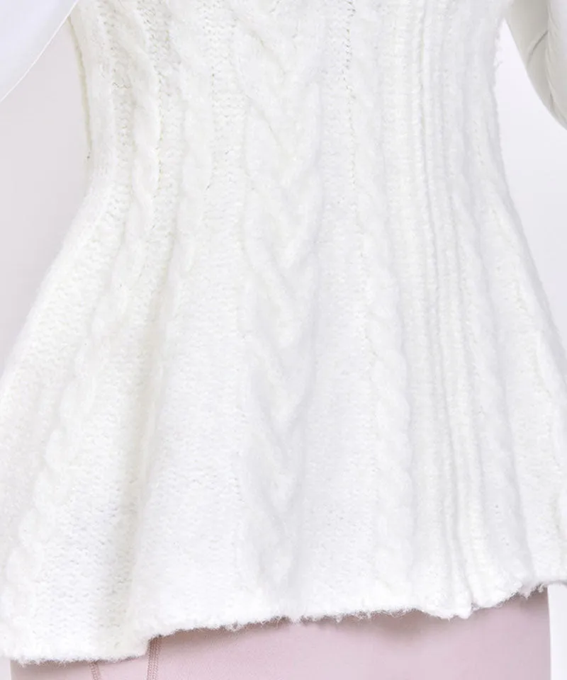 J.Jane Flower Medium Length Knit Zip-Up Vest - Ivory