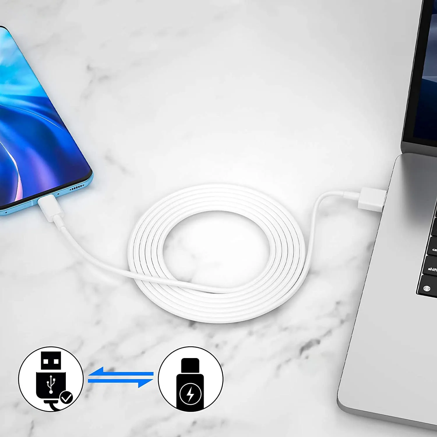 Kabel do ładowania Phoneo USB -  USB-C 6A - SuperCharge 120W - 2 m