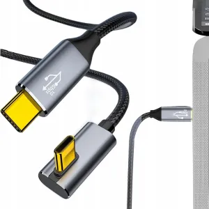 KABEL USB-C USB 3.1 TYP C - TYPE C KĄTOWY 90 FAST CHARGE 10GBPS 4K 3M