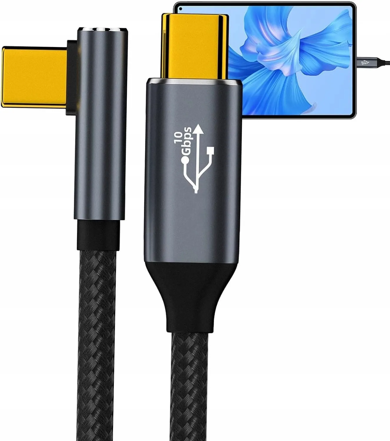 KABEL USB-C USB 3.1 TYP C - TYPE C KĄTOWY 90 FAST CHARGE 10GBPS 4K 3M