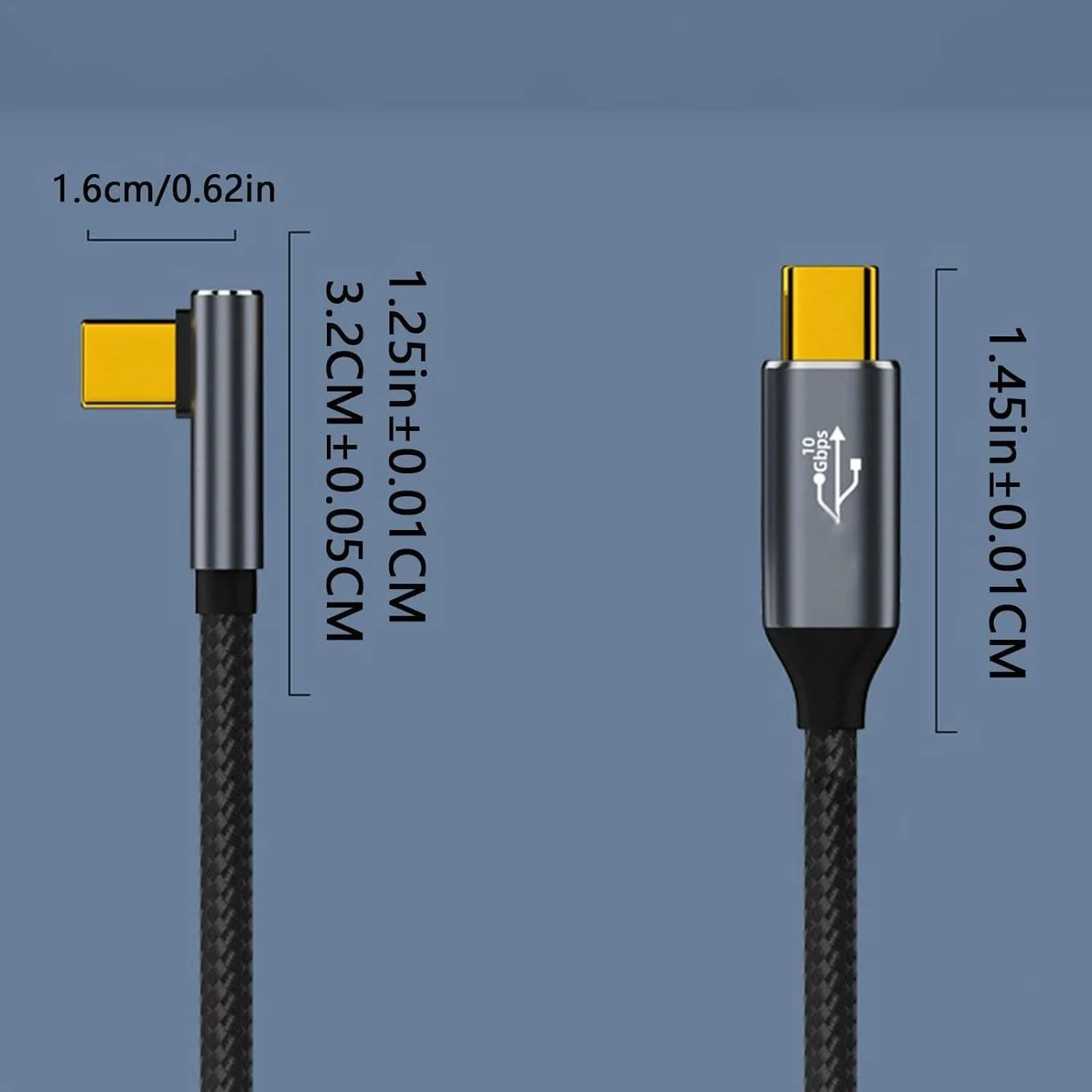 KABEL USB-C USB 3.1 TYP C - TYPE C KĄTOWY 90 FAST CHARGE 10GBPS 4K 3M