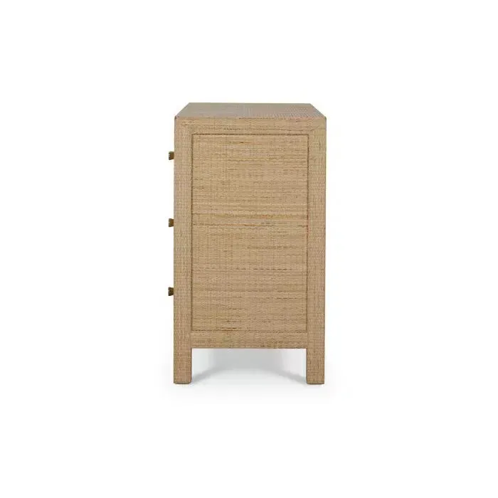 Kagu 3 Drawer Dresser Wrapped in Natural Rattan
