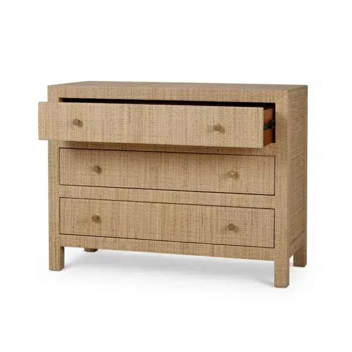 Kagu 3 Drawer Dresser Wrapped in Natural Rattan
