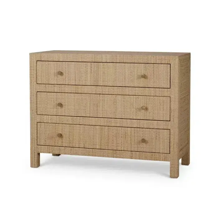 Kagu 3 Drawer Dresser Wrapped in Natural Rattan