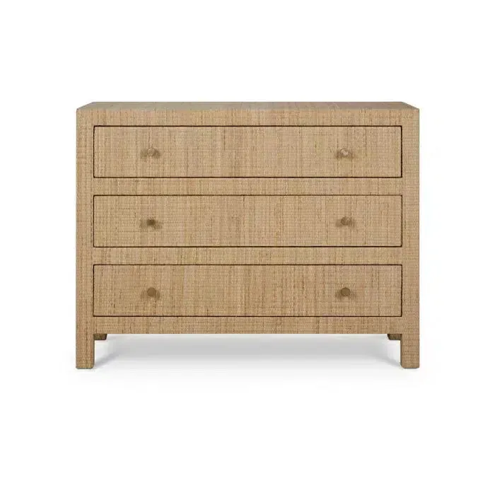 Kagu 3 Drawer Dresser Wrapped in Natural Rattan