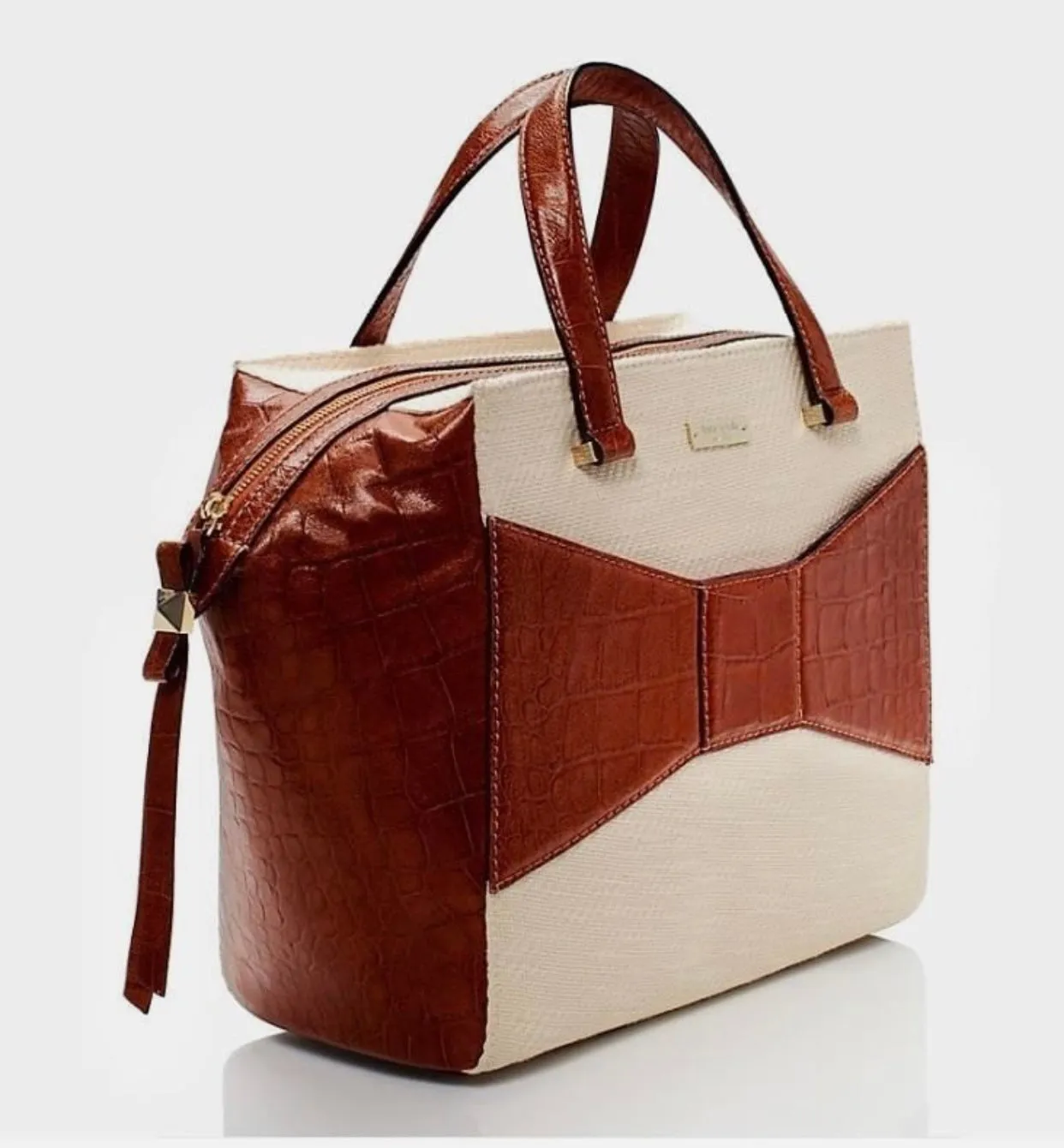KATE SPADE 2 Park Avenue Luxe Small Beau Madison Ave Croc Leather Hand Bag NWT