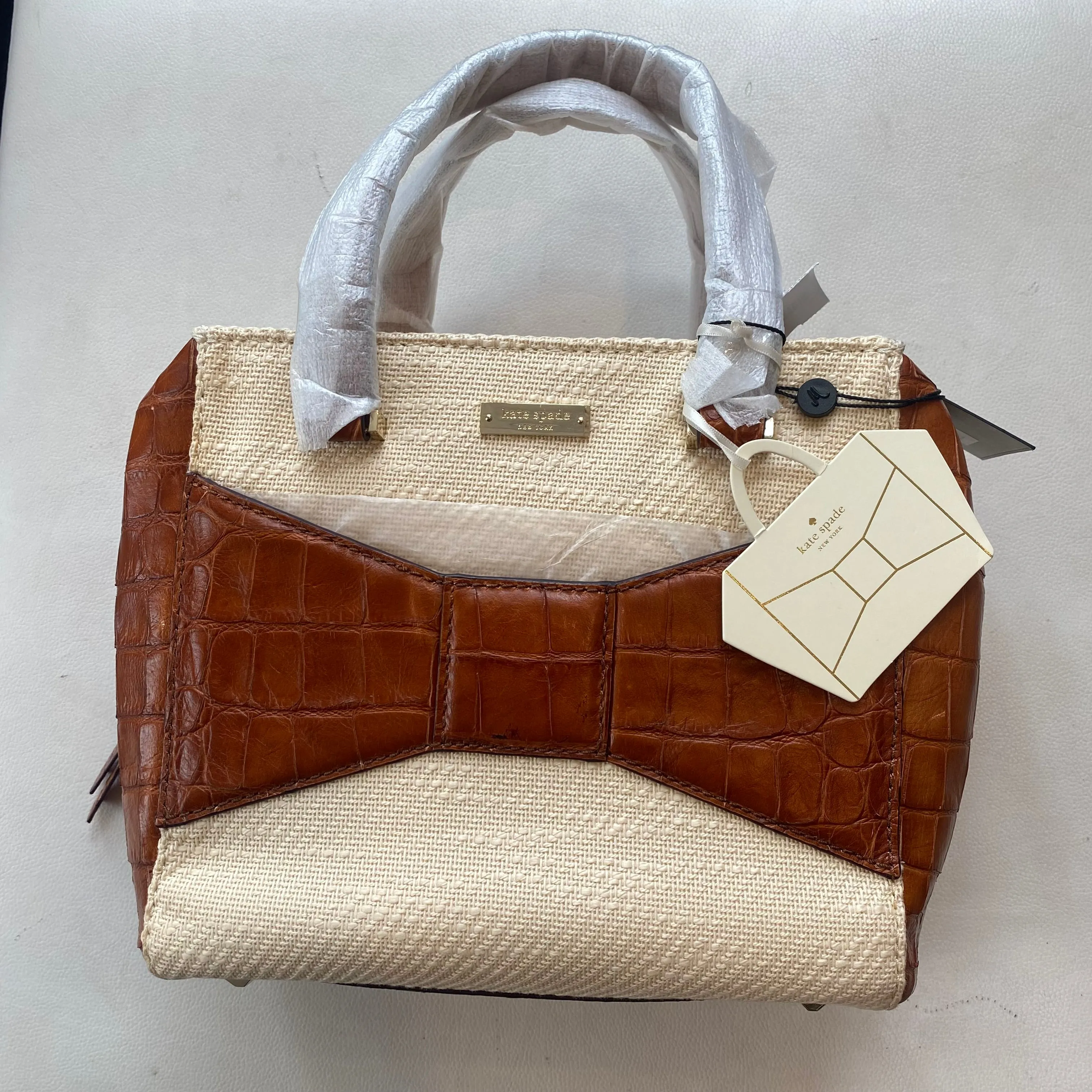 KATE SPADE 2 Park Avenue Luxe Small Beau Madison Ave Croc Leather Hand Bag NWT