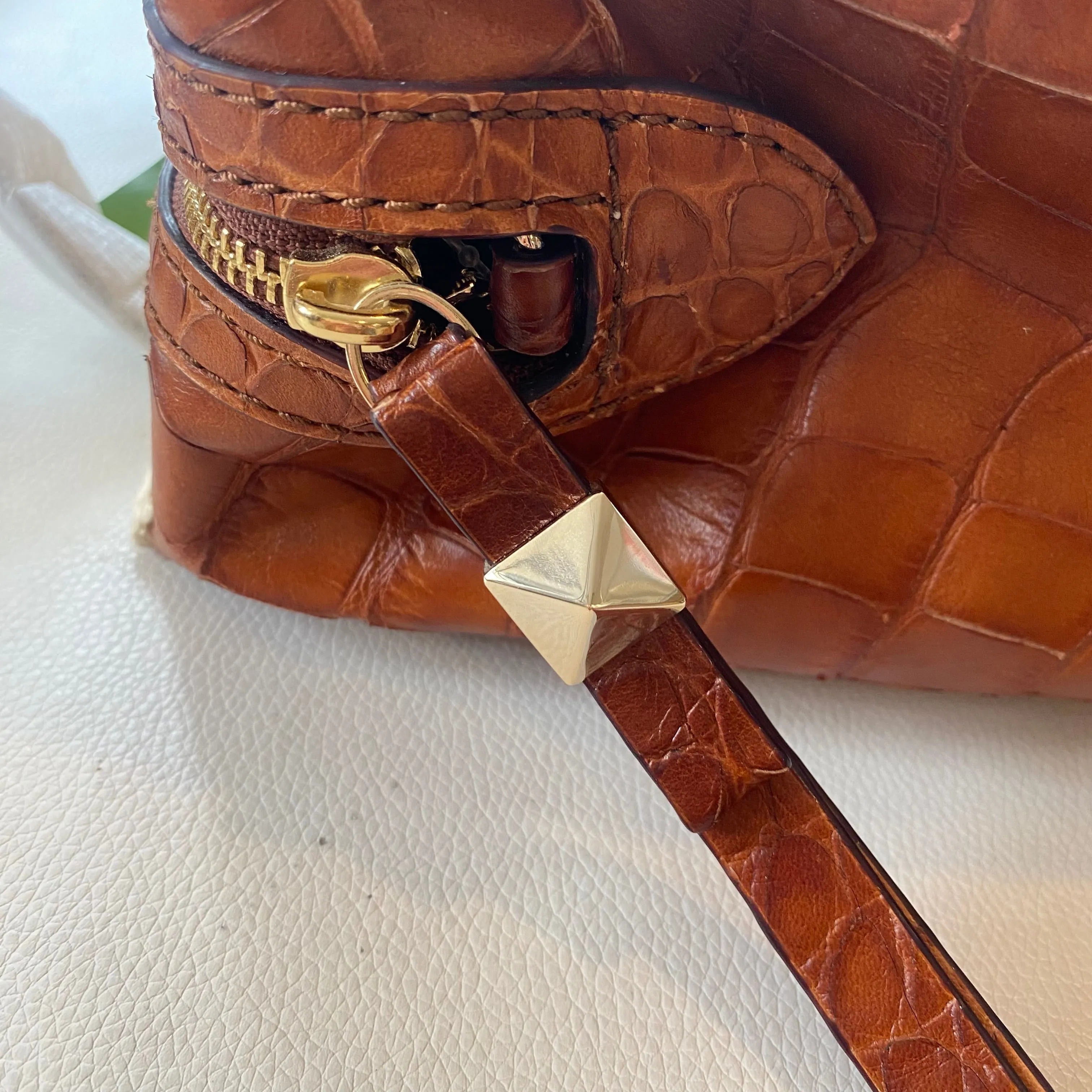 KATE SPADE 2 Park Avenue Luxe Small Beau Madison Ave Croc Leather Hand Bag NWT