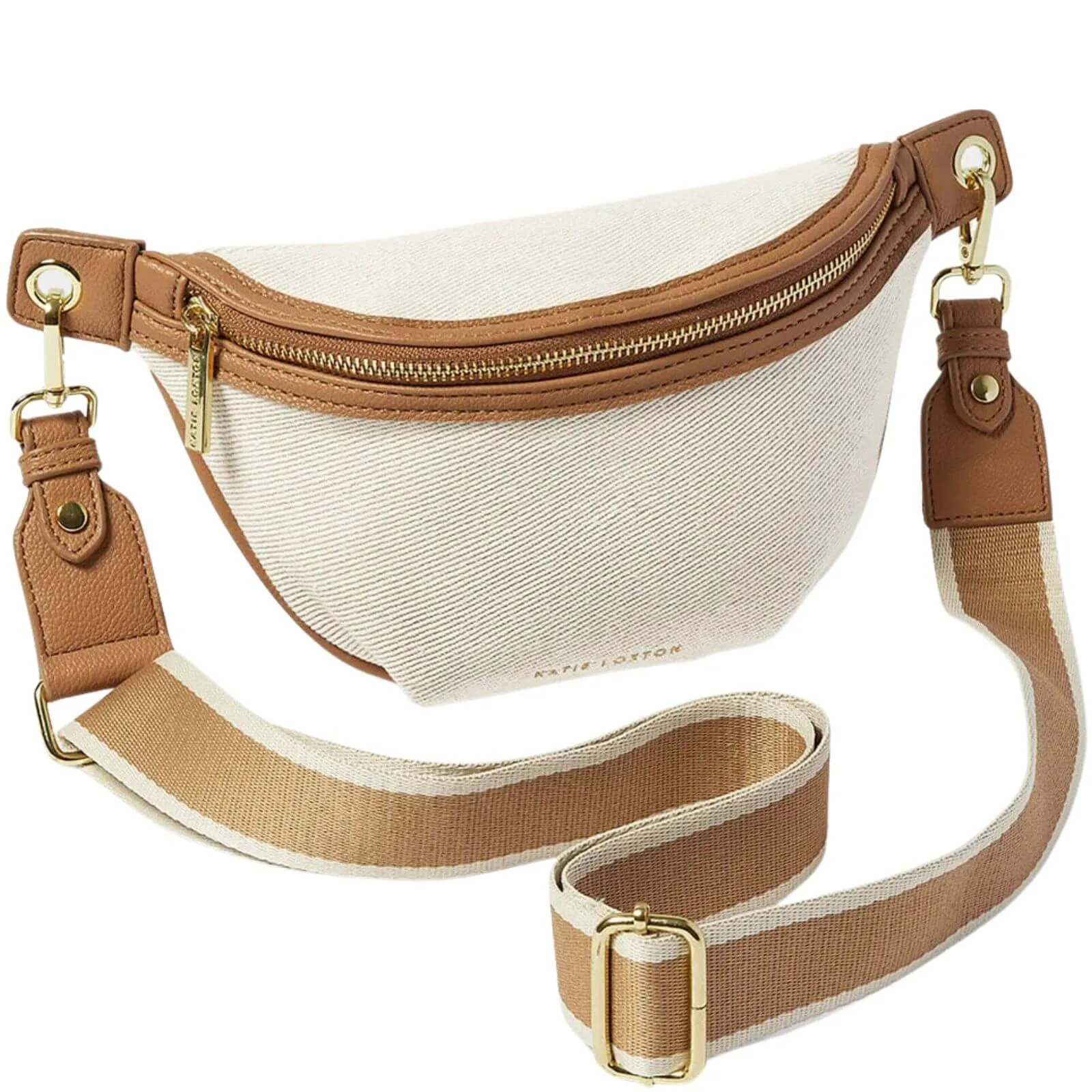 Katie Loxton Capri Canvas Belt Bag - Tan & Off White