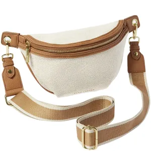 Katie Loxton Capri Canvas Belt Bag - Tan & Off White