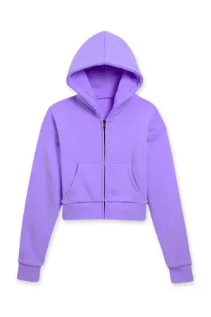 KATIEJ NYC- TWEEN DYLAN ZIP CROP HOODIE (so violet)