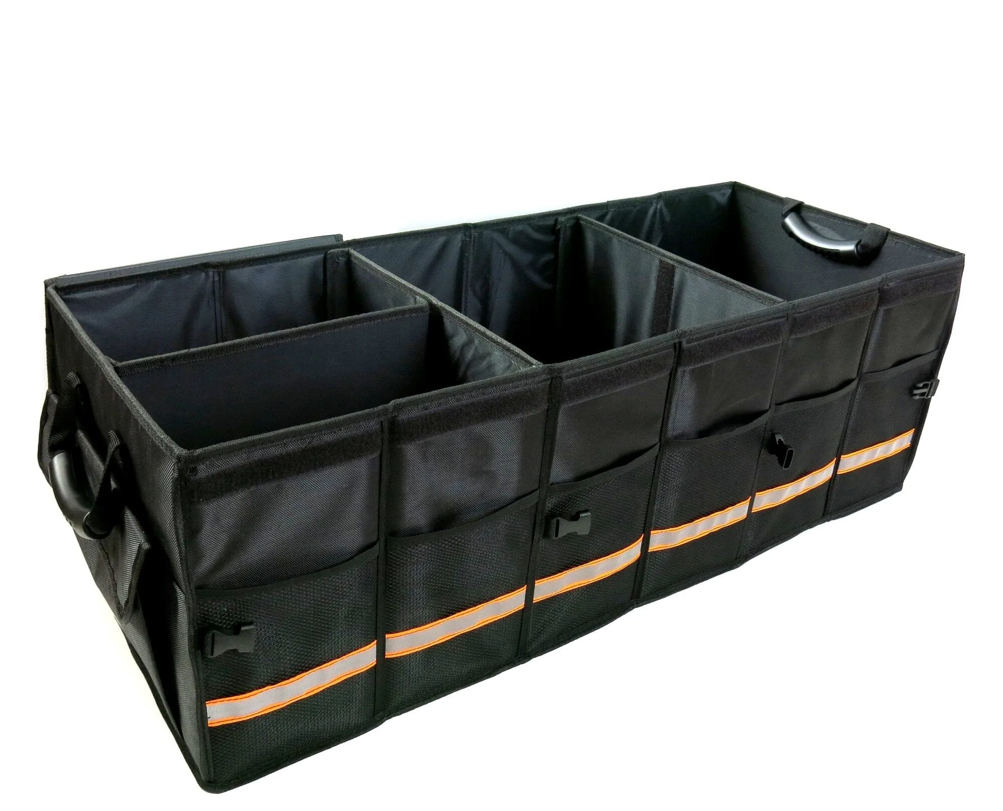 KB XX-Large Car Trunk Organizer, SUV Trunk Organizer With Cover, Heavy Duty Collapsible Truck Bed Storage, Car Caddy Organizer, Van Trunk Back Seat Organizer with Dual Lids (Black)