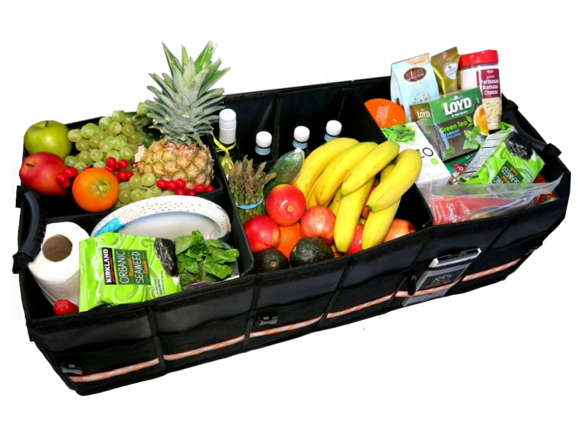KB XX-Large Car Trunk Organizer, SUV Trunk Organizer With Cover, Heavy Duty Collapsible Truck Bed Storage, Car Caddy Organizer, Van Trunk Back Seat Organizer with Dual Lids (Black)