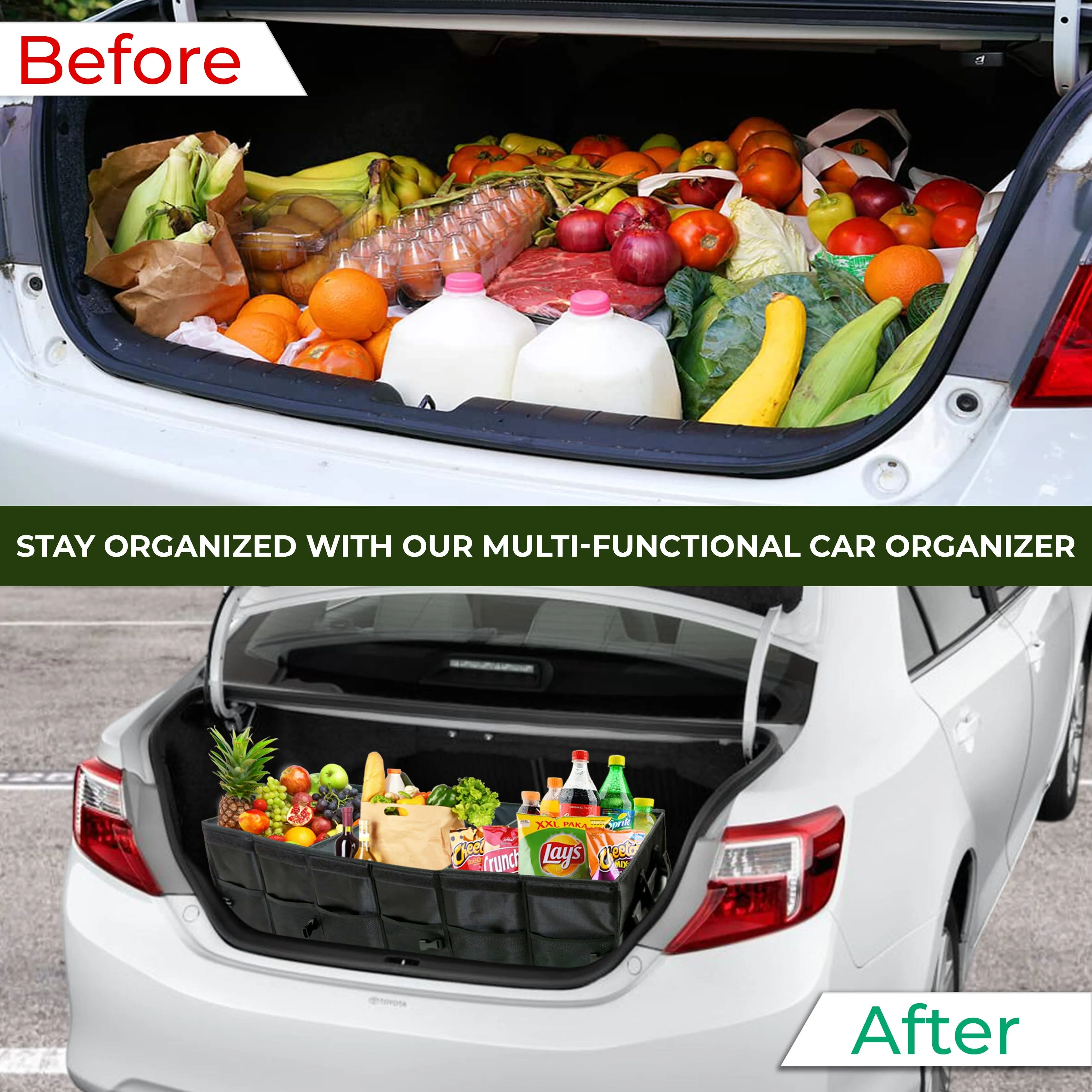 KB XX-Large Car Trunk Organizer, SUV Trunk Organizer With Cover, Heavy Duty Collapsible Truck Bed Storage, Car Caddy Organizer, Van Trunk Back Seat Organizer with Dual Lids (Black)