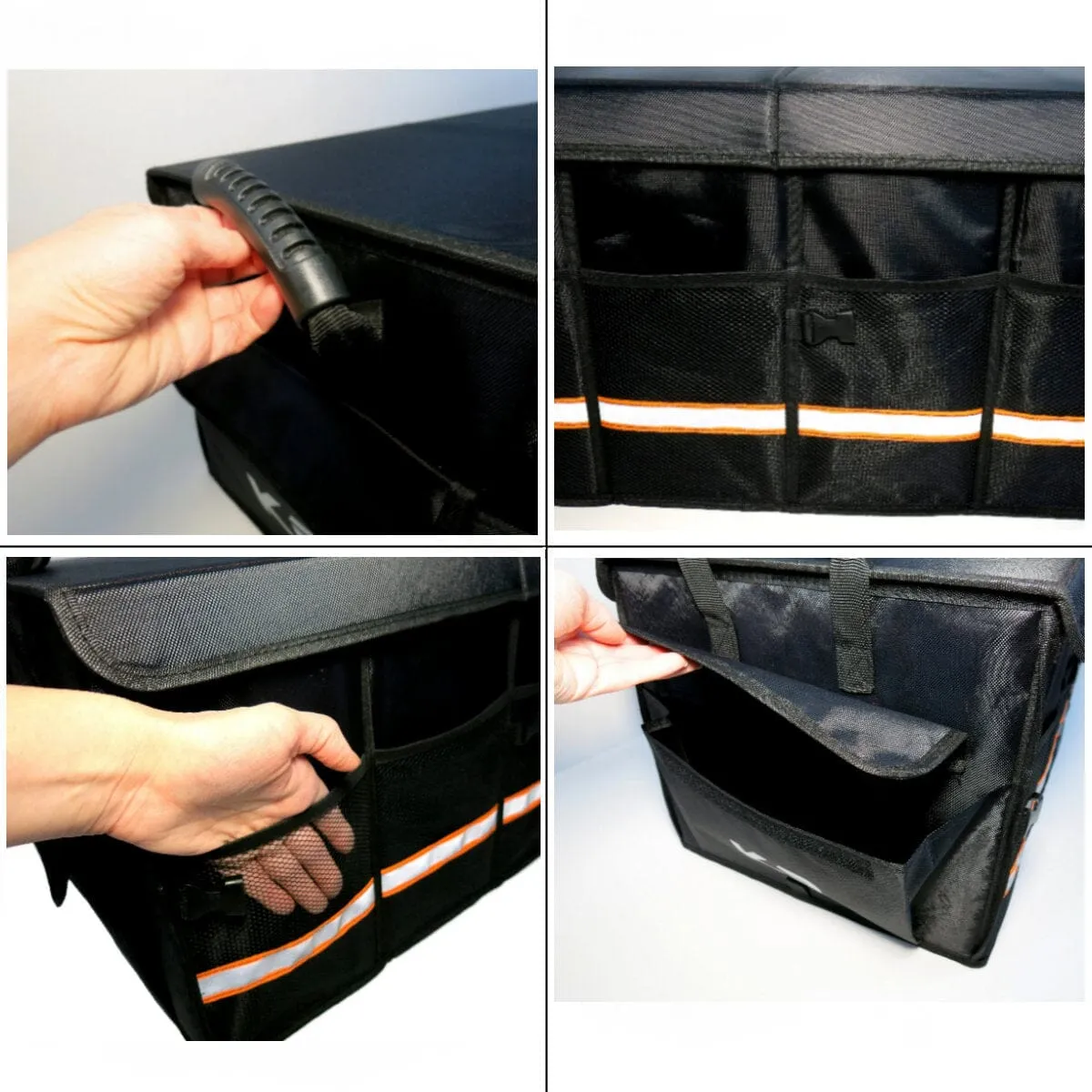 KB XX-Large Car Trunk Organizer, SUV Trunk Organizer With Cover, Heavy Duty Collapsible Truck Bed Storage, Car Caddy Organizer, Van Trunk Back Seat Organizer with Dual Lids (Black)